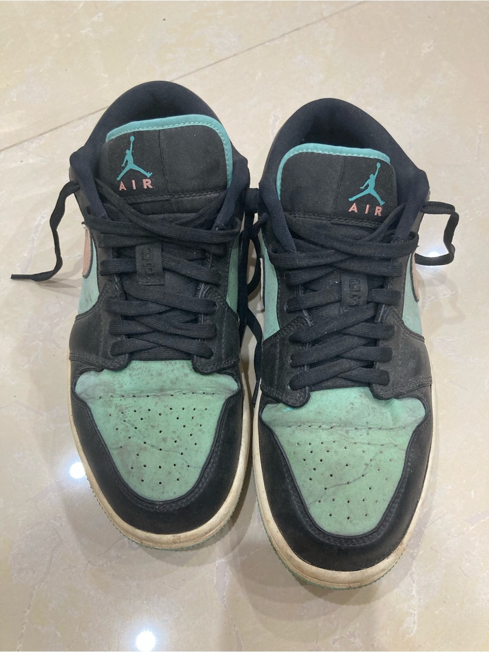 Jordan Low-Top Sneakers in Black and Mint Green